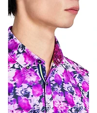 Society of Threads Men's Regular Fit 4-Way Stretch Performance Blooming Floral Short Sleeve Button Down