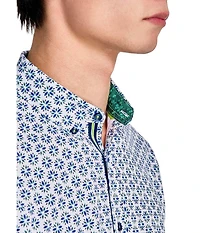 Society of Threads Men's Regular Fit 4-Way Stretch Performance Simple Floral Short Sleeve Button Down