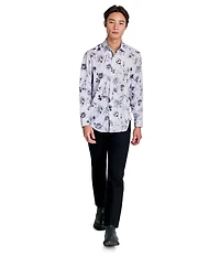 Society of Threads Men's Regular Fit 4-Way Stretch Performance Shaded Rose Long Sleeve Button Down