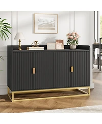homfan Fluted Sideboard with Storage Buffet Cabinet Adjustable Shelves for Living Room Kitchen Entryway