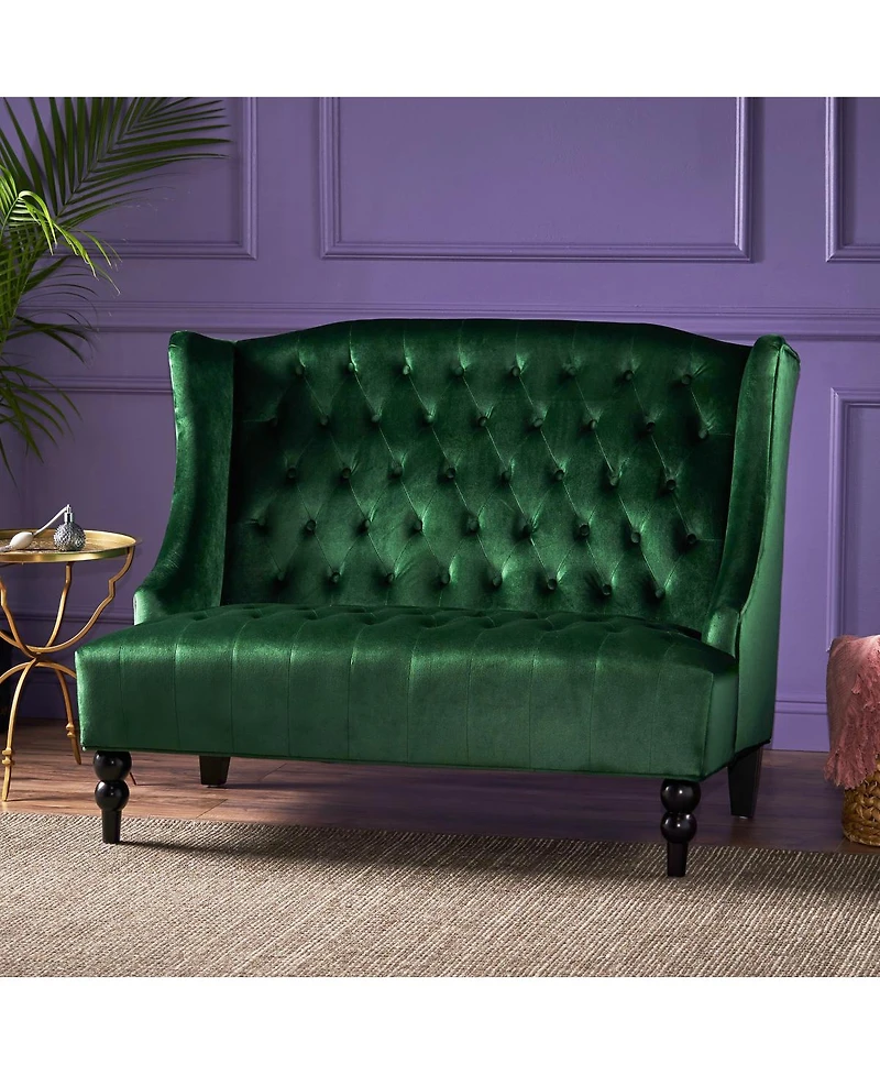 Streamdale Furniture Modern Glam Velvet Button-Tufted Wingback Loveseat