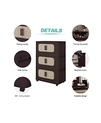 Streamdale Furniture 4-Tier Folding Storage Cabinet with Magnetic Doors and Wheels