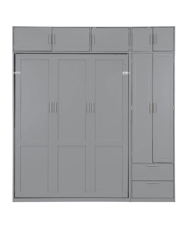 Streamdale Furniture Murphy Bed with Top Cabinet Shelves and Wardrobe