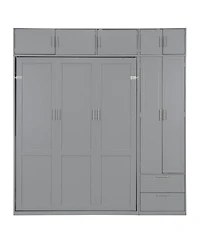 Streamdale Furniture Murphy Bed with Top Cabinet Shelves and Wardrobe