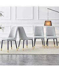 Streamdale Furniture Set of 4 Modern Pu Leather Dining Chairs with Metal Legs