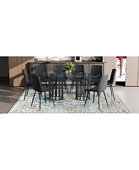 Streamdale Furniture 71 inch Oval Glass Dining Table with 8 Pu Leather Chairs