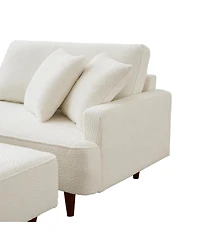 Streamdale Furniture Boucle Indoor Chaise Lounge Chair with Ottoman and 2 Throw Pillows