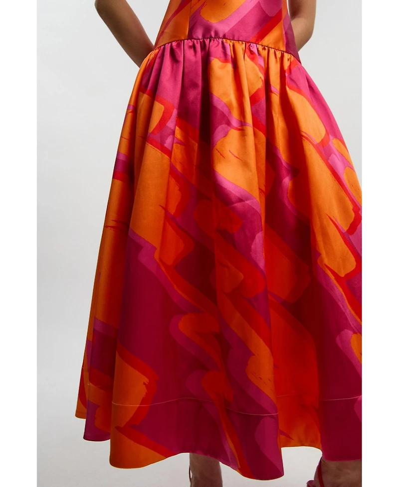 Karen Millen Women's Abstract Strappy Maxi Dress