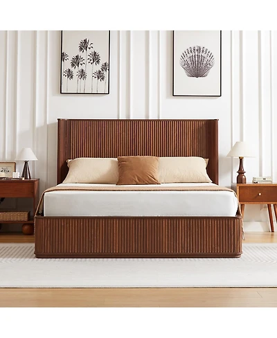 Streamdale Furniture Corrugated Wave Wood Platform Bed Frame