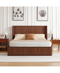 Streamdale Furniture Corrugated Wave Wood Platform Bed Frame