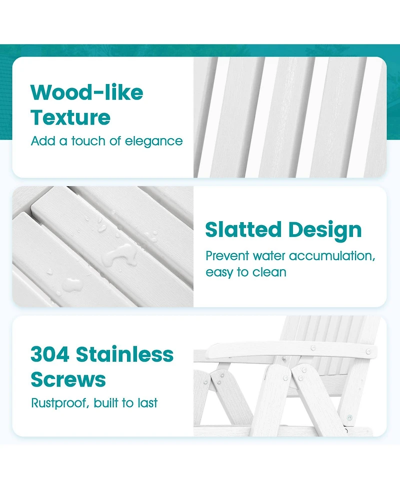 Sugift All-Weather Hdpe Foldable Patio Dining Chair with Armrests
