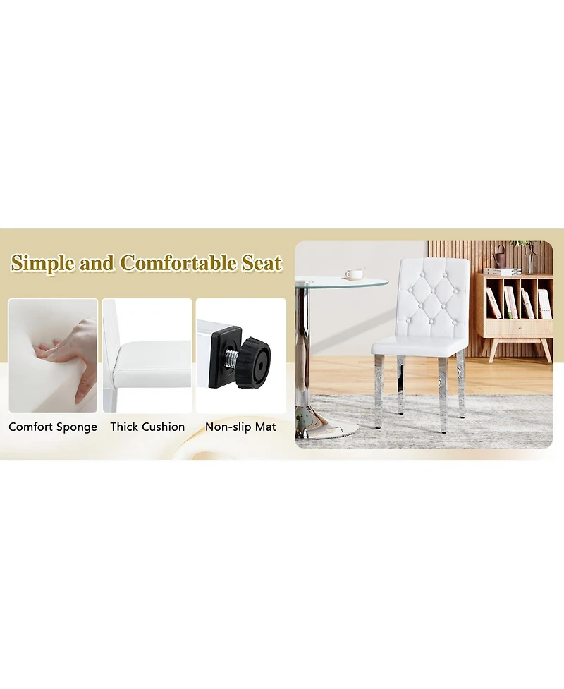 Streamdale Furniture 47.3 inch Circular Mdf Dining Table and 4 Ergonomic Pu Chairs Set
