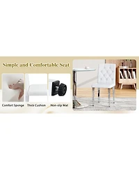 Streamdale Furniture 47.3 inch Circular Mdf Dining Table and 4 Ergonomic Pu Chairs Set