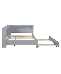 Streamdale Furniture Wooden Daybed with Twin Trundle Storage Shelf and Usb Ports