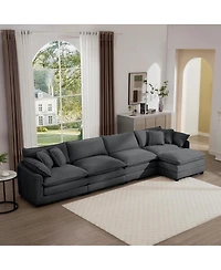 Streamdale Furniture 4-Seater Corduroy Sofa with Footstool and Pillows