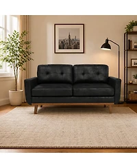 Streamdale Furniture 65-inch Modern Minimalist Two-Seater Sofa with Foil Fabric and Wood Legs