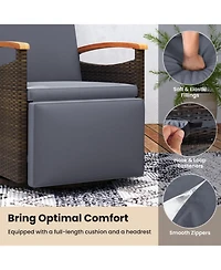 Gouun Patio Rattan 360 Swivel Recliner Chair Adjustable Backrest and Footrest