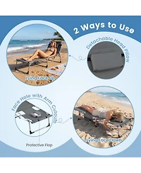 Gouun Set of 2 Tanning Chair with Face Arm Holes Portable 4-Level Backrest