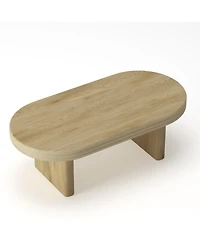 Streamdale Furniture Mid-Century Modern Oval Fluted Wood Coffee Table