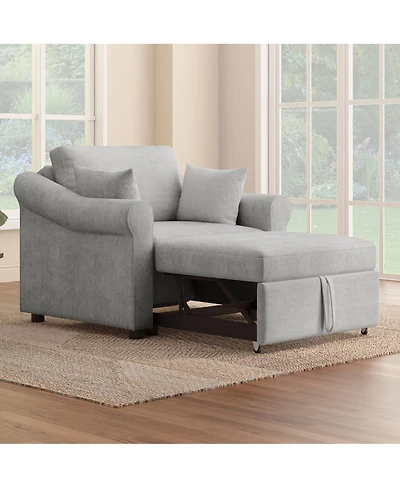 Streamdale Furniture Chenille 3-in-1 Convertible Sleeper Chair with Adjustable Backrest