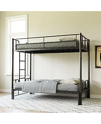 Streamdale Furniture Twin Size Metal Pull-Out Bunk Bed with Guardrail and Ladder