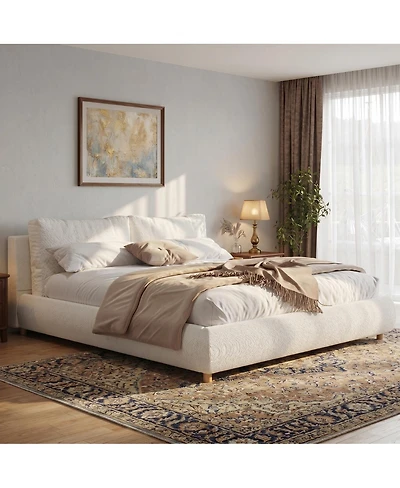 Streamdale Furniture King Size Upholstered Bed Frame with Removable Pillow Headboard