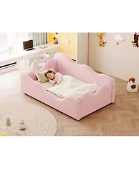 Streamdale FurnitureCloud-Shaped Upholstered Toddler Bed with Safety Guardrails
