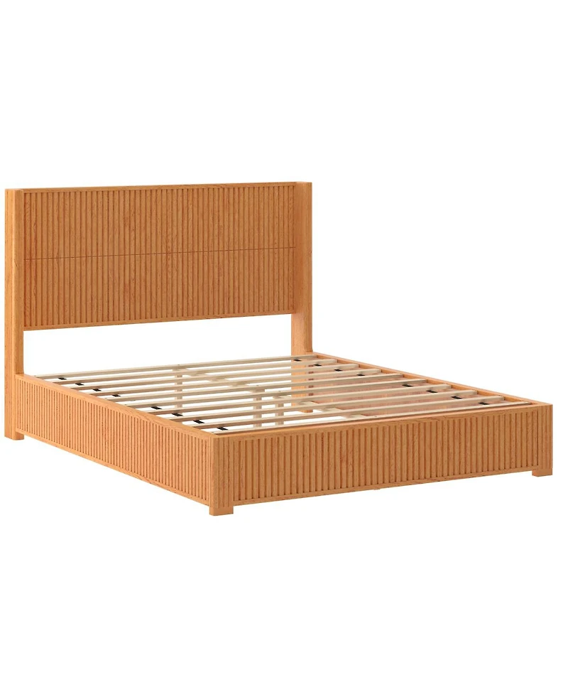 Streamdale Furniture Solid Wood Queen Platform Bed Frame with Headboard Easy Assembly