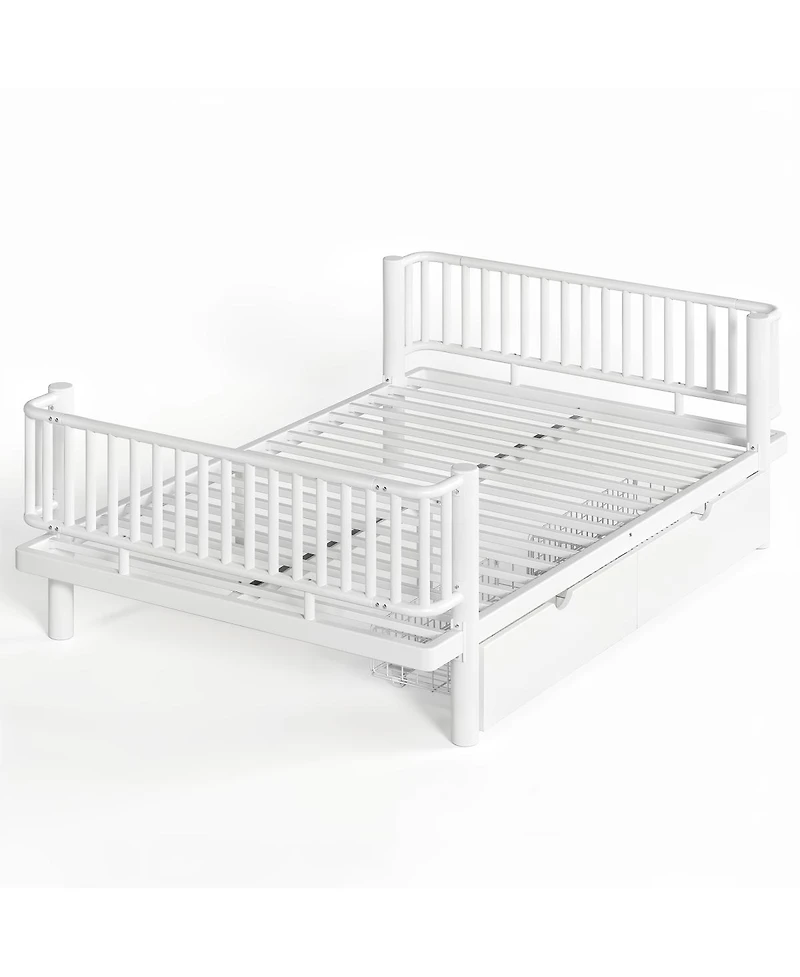 Streamdale Furniture Full Size Metal Platform Bed with Storage Drawers