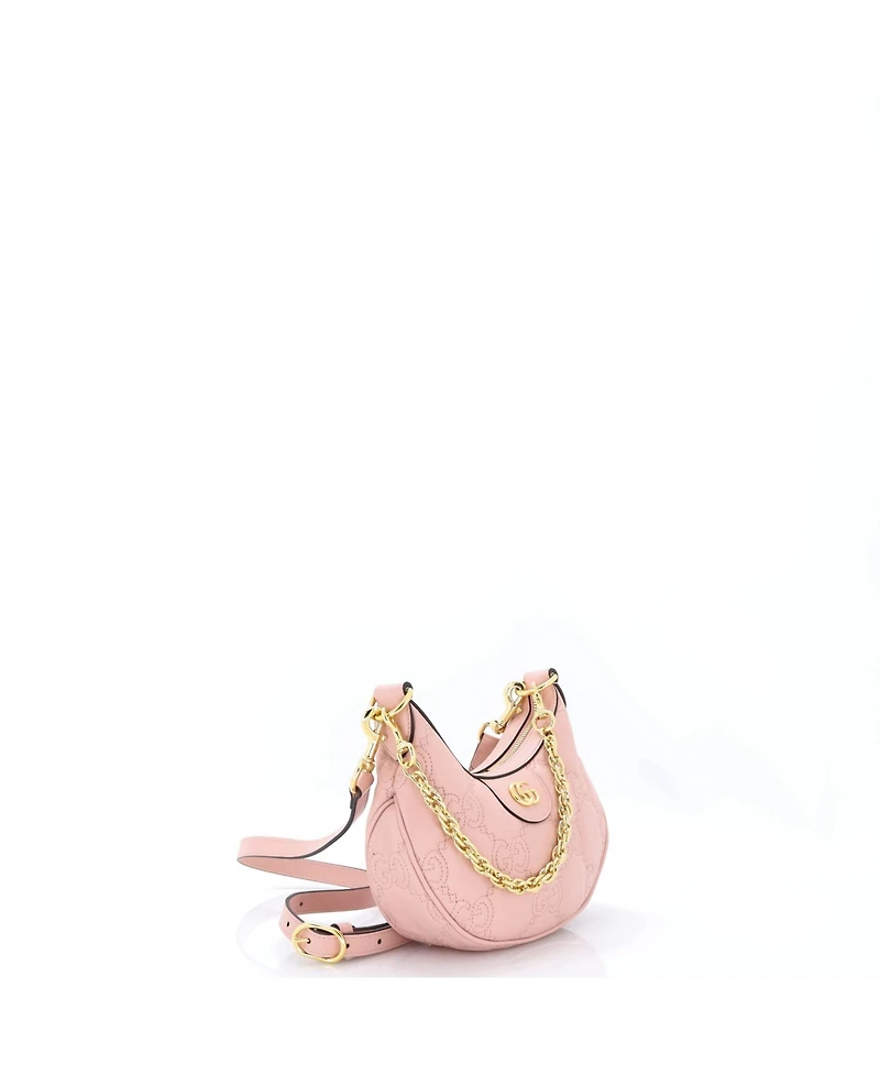 Pre-Owned Gucci Mini Half Moon Hobo Gg Matelasse Leather