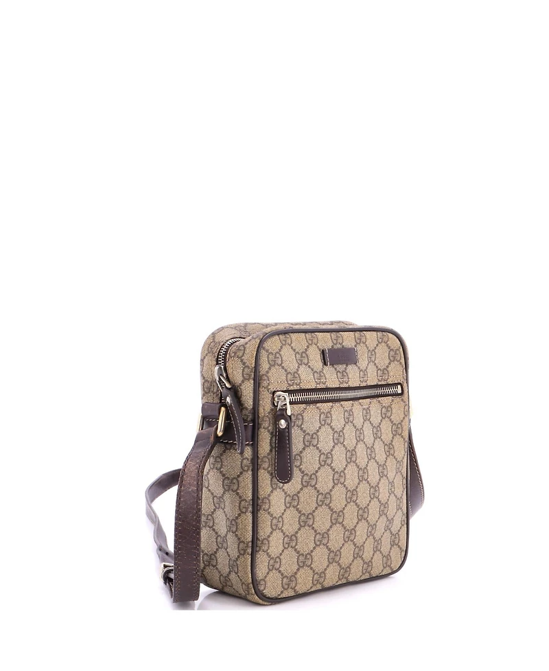 Pre-Owned Gucci Small Front Zip Messenger Gg Coated Canvas