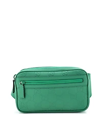 Pre-Owned Gucci Front Zip Belt Bag Gg Rubber Effect Leather