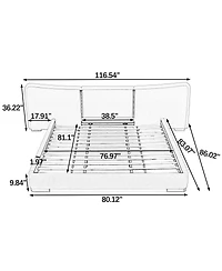 Streamdale Furniture King Size Extra Large Chenille Platform Bed with Curved Headboard