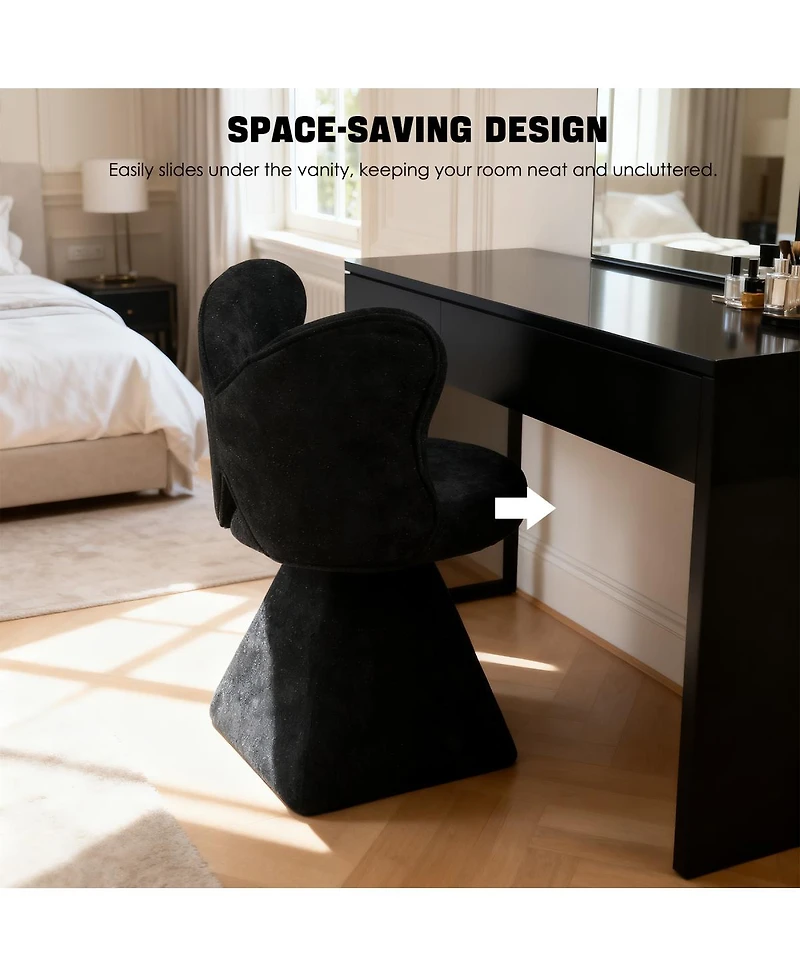 Streamdale Furniture Butterfly Back Swivel Vanity Chair for Bedroom and Dining Room