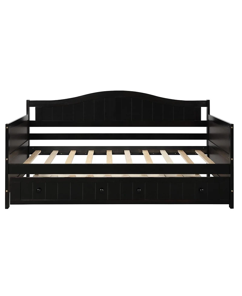 Streamdale FurnitureTwin Wooden Daybed with Trundle Bed Sofa Bed for Bedroom Living Room Espresso