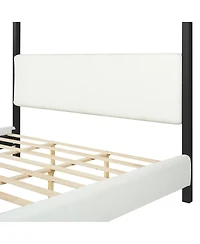 Streamdale Furniture Modern Metal Canopy Bed with Plush Boucle Upholstery King