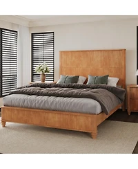 Streamdale Furniture Solid Wood Queen Platform Bed Frame with Tall Headboard No Box Spring Needed