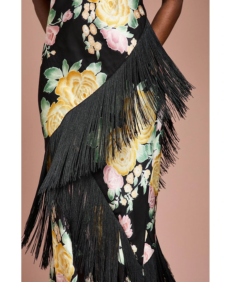 Coast Women's Strappy Floral Fringe Maxi Dress