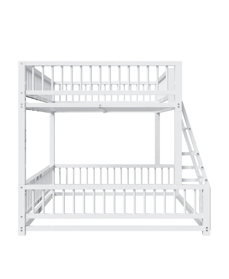 Streamdale Furniture Full Xl over Queen Floor Bunk Bed with Ladder and Guardrails