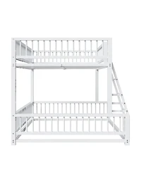 Streamdale Furniture Full Xl over Queen Floor Bunk Bed with Ladder and Guardrails
