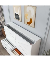 Streamdale Furniture 57 Murphy Bed with Storage Charging Station and Swivel Wheels