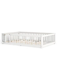Streamdale Furniture Bed Floor Bed with Safety Guardrails and Door for Kids