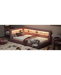 Streamdale Furniture Upholstered Twin Xl Size Platform Bed with Usb Ports and Led Belt