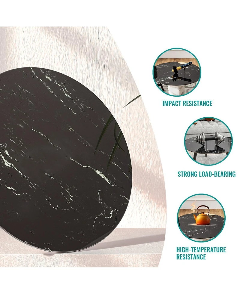 Streamdale Furniture 32'' Round Tempered Glass Table Top with Marble Design