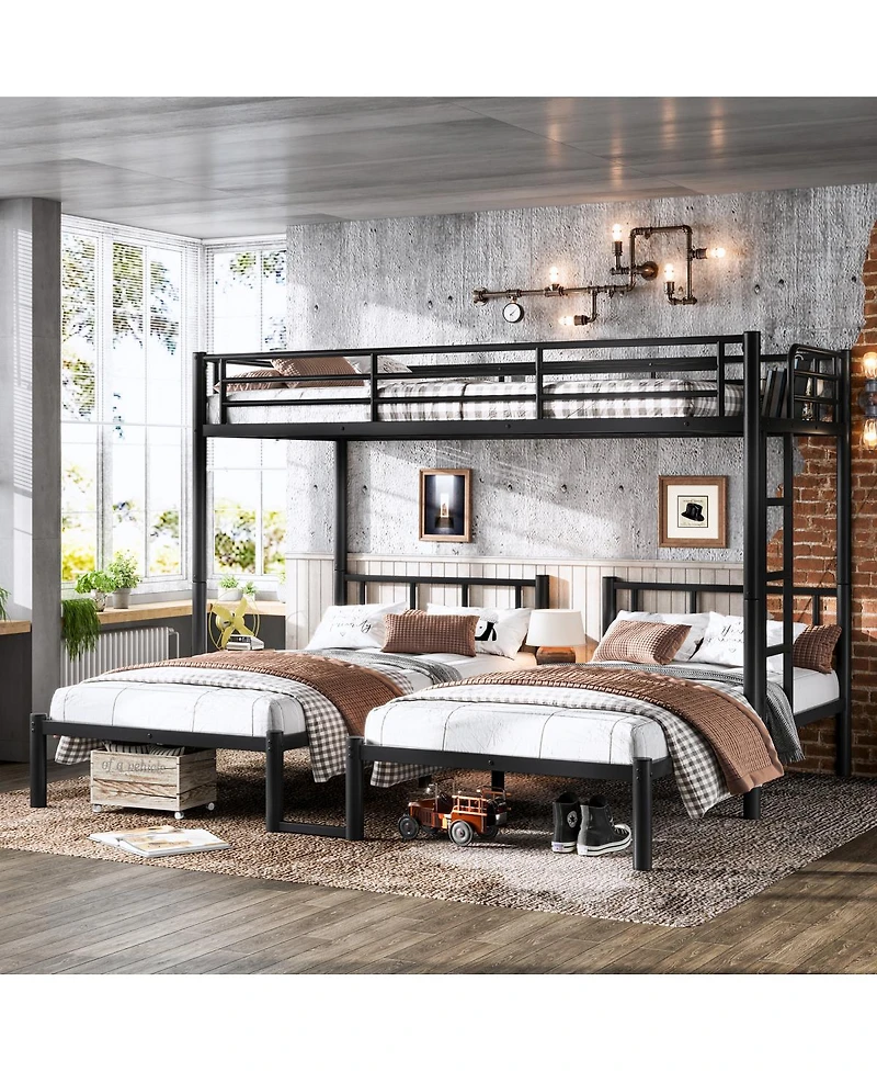 Streamdale Furniture Triple Twin Metal Bunk Bed for 3