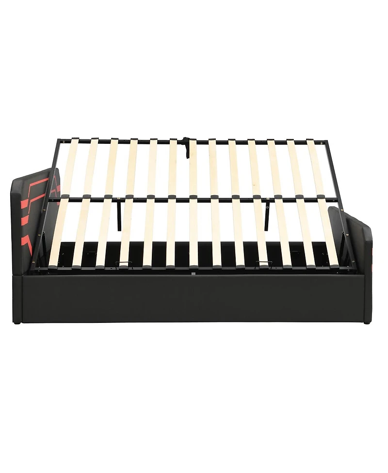 Streamdale Furniture Cyberpunk Hydraulic Storage Gaming Bed with Padded Headboard