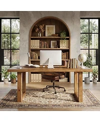 Tribesigns Solid Wood Home Office Desk, 63" Live Edge Executive Desk, Pine Wood Computer Table Bussiness Workstation