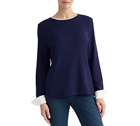 Jones New York Women's Fold-Up Cuff Layered Top