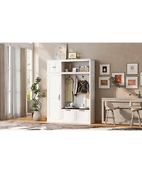 Streamdale Furniture 3-in-1 Hall Tree with Overhead Storage Bench and Entryway Organizer