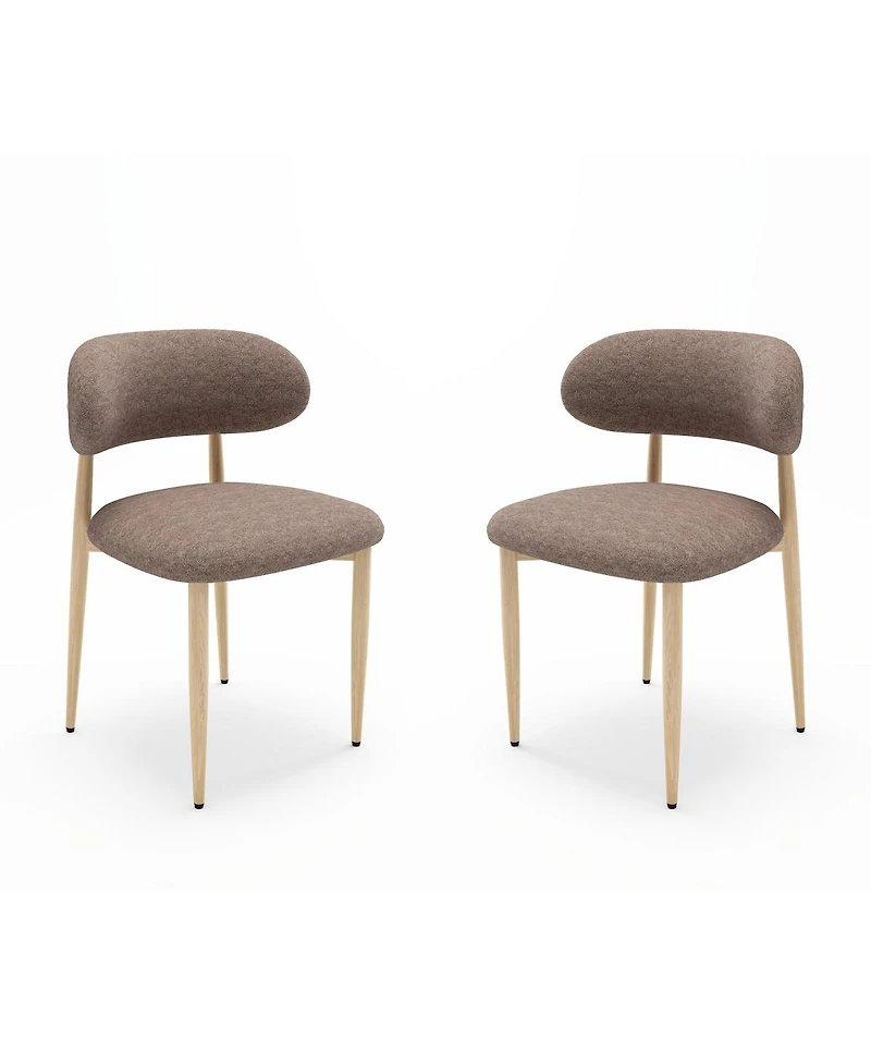Streamdale Furniture Set of Modern Farmhouse Fabric Upholstered Dining Chairs with Metal Legs